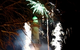 Warnemünde in der Neujahrsnacht, "LEUCHTTURM in FLAMMEN" : Feuerwerk